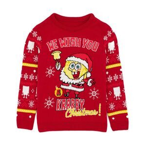 SpongeBob SquarePants Childrens/Kids Knitted Christmas Sweater / Red